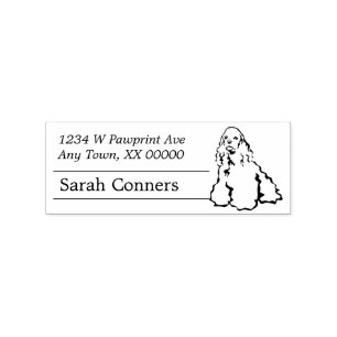Line Art American Cocker Spanische Rücksendeadres Gummistempel