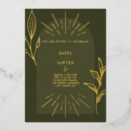 Line Art Arch Botanic Green Folieneinladung