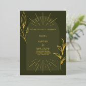 Line Art Arch Botanic Green Folieneinladung (Stehend vorne)