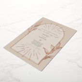 Line Art Arch Botanical Off White Wedding Folieneinladung (Gedreht)