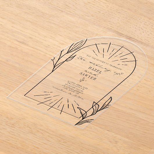 Line Art Arch Botanische Hochzeit Acryleinladungen (Ablage )