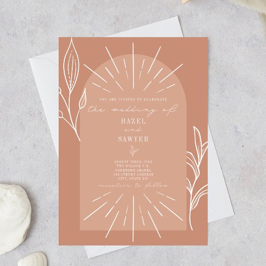 Line Art Arch Botanische Terrasse Cotta Wedge Einladung