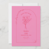 Line Art Arch Bouquet Save the Date rosa und rot (Vorderseite)
