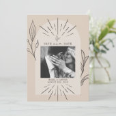 Line Art Arch Script Desert Tan Foto Rettete The D Save The Date (Stehend Vorderseite)