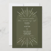 Line Art Arch Script Green Wedding Einladung (Vorderseite)