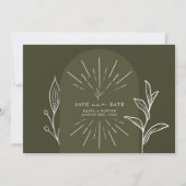 Line Art Arch Script Green Wedding Foto Save The Date (Vorderseite)