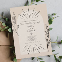 Line Art Arch Script Tan Wüste Botanische Hochzeit