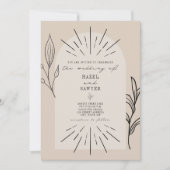 Line Art Arch Script Tan Wüste Botanische Hochzeit Einladung (Vorderseite)