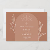 Line Art Arch Script Wüste Terracotta Foto Save The Date (Vorderseite)