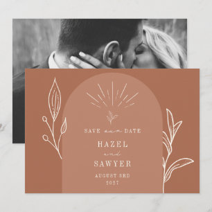 Line Art Arch Script Wüste Terracotta Foto Save The Date