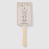 Line Art Arch Tan Botanisches Hochzeitsprogramm Fächer (Rückseite)