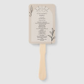 Line Art Arch Tan Botanisches Hochzeitsprogramm Fächer (Vorderseite)