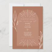 Line Art Arte Script Terracotta Botanical Einladung (Vorderseite)