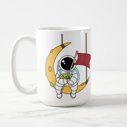 Line Art Astronaut Sitting Moon Illustration Kaffeetasse (Links)