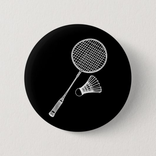 Line Art Badminton Player Shuttle BadminToner Button (Vorderseite)