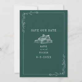 Line Art Barn Emerald Farm Wedding Save The Date