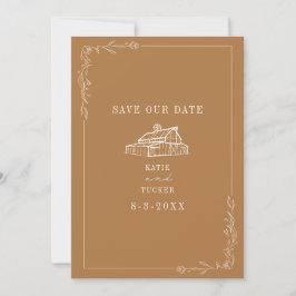 Line Art Barn Goldenrod Farm Wedding Save The Date