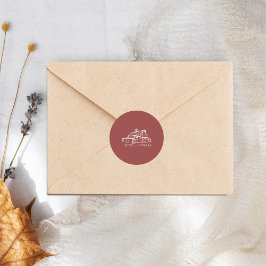 Line Art Barn Mated Red Farm Hochzeit im Herbst Runder Aufkleber