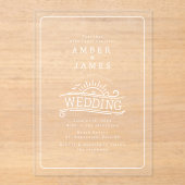 Line Art Beach Waves Sunset Wedding Acryleinladungen (Vorderseite)