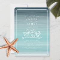 Line Art Beach Wedding Aquamarin Ombre