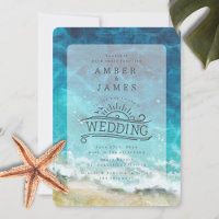 Line Art Beach Wedding Watercolor Shore