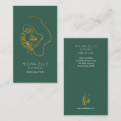Line Art Beauty Hair Make-up Business Card Visitenkarte (Vorne/Hinten)