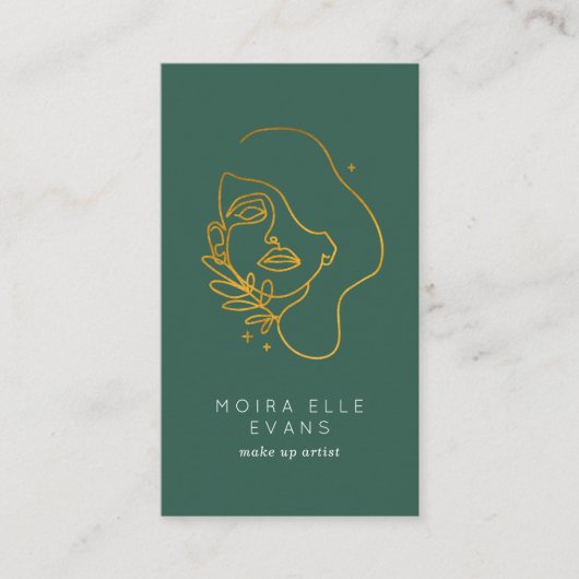 Line Art Beauty Hair Make-up Business Card Visitenkarte (Vorderseite)