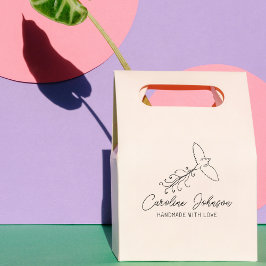 Line Art Bird Custom Handmade with Liebe, Large Gummistempel