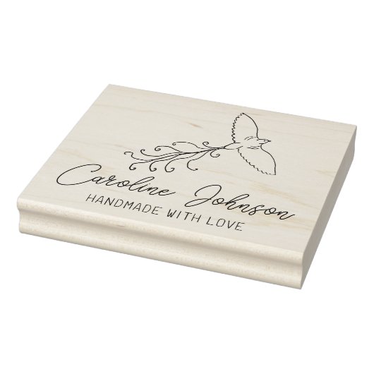 Line Art Bird Custom Handmade with Liebe, Large Gummistempel (Stempel)