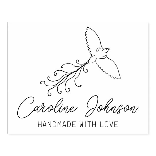 Line Art Bird Custom Handmade with Liebe, Large Gummistempel (Prägung)