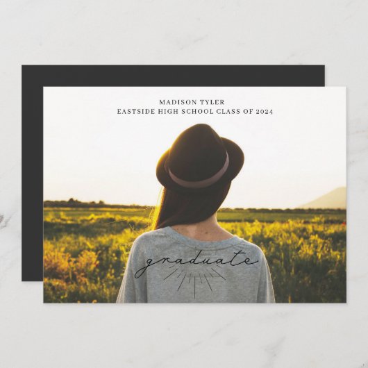 Line Art Black Script Abschluss Horizontal Foto Ankündigung (Vorne/Hinten)