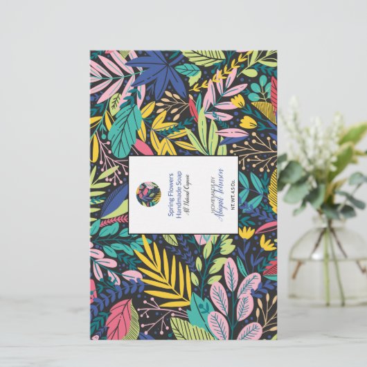 Line Art Blätter 🌿🍂 farbenfrohe, moderne Seifenw (Stehend Vorderseite)