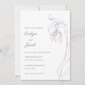 Line Art Blume arch Lavender Einladung (Vorderseite)