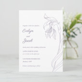 Line Art Blume arch Lavender Einladung (Stehend Vorderseite)