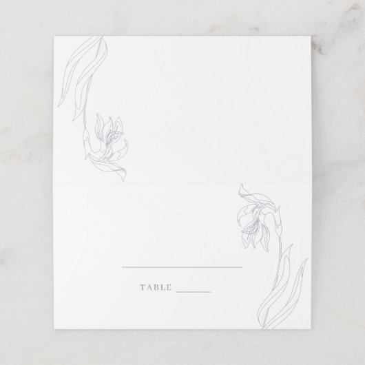 Line Art Blume arch Lavender Platzkarte (Außenseite Aufgefaltet)