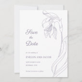 Line Art Blume arch Lavender Save the Date Einladung (Vorderseite)