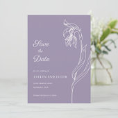 Line Art Blume arch Lavender Save the Date Einladung (Stehend Vorderseite)