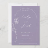 Line Art Blume arch Lavender Save the Date Einladung (Vorderseite)