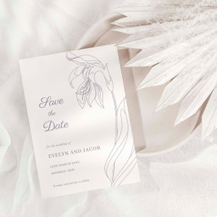 Line Art Blume arch Lavender Save the Date Einladung