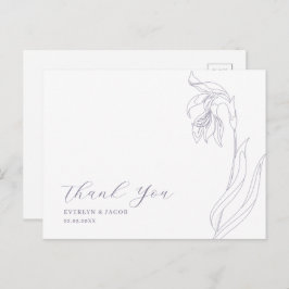 Line Art Blume Lavender Danke Postcard Einladungspostkarte