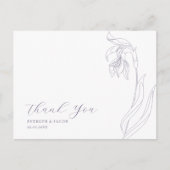 Line Art Blume Lavender Danke Postcard Einladungspostkarte (Vorderseite)