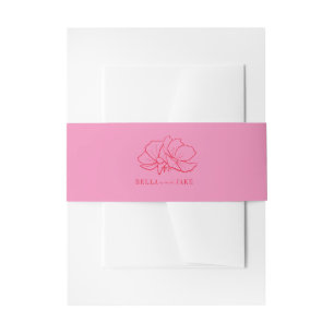 Line Art Blume Rosa + Rote Hochzeit Einladungsbanderole