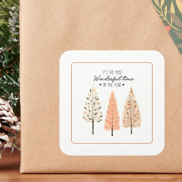 Line Art Boho Earthy Moderne Minimalistische nordi Quadratischer Aufkleber