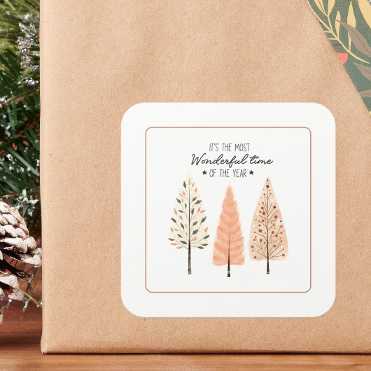 Line Art Boho Earthy Moderne Minimalistische nordi Quadratischer Aufkleber