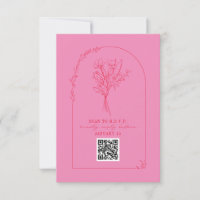 Line Art Bouquet Arch Rosa Red Wedding QR UAWG