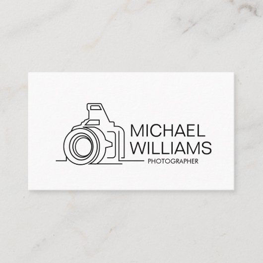 Line Art Camera Icon Business Card Visitenkarte (Vorderseite)