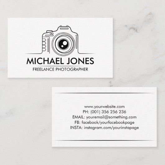 Line Art Camera Icon Visitenkarte (Vorne/Hinten)