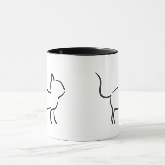 Line art cat walking tasse (Zentrum)