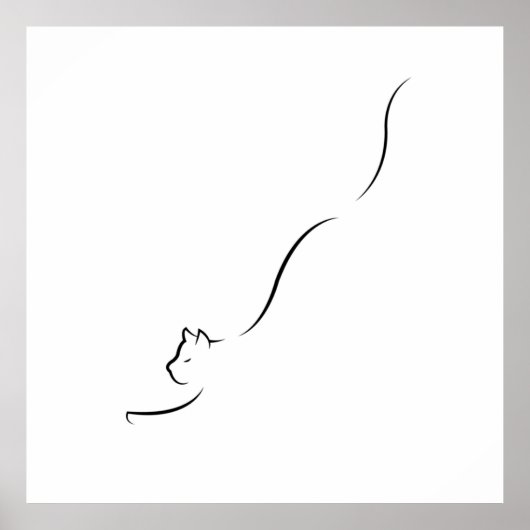 Line Art Cat - zeichnend Katze minimalistisch Poster (Vorne)