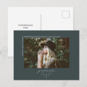 Line Art Dark Emerald Graduate Foto Ankündigung Postkarte (Vorne/Hinten)